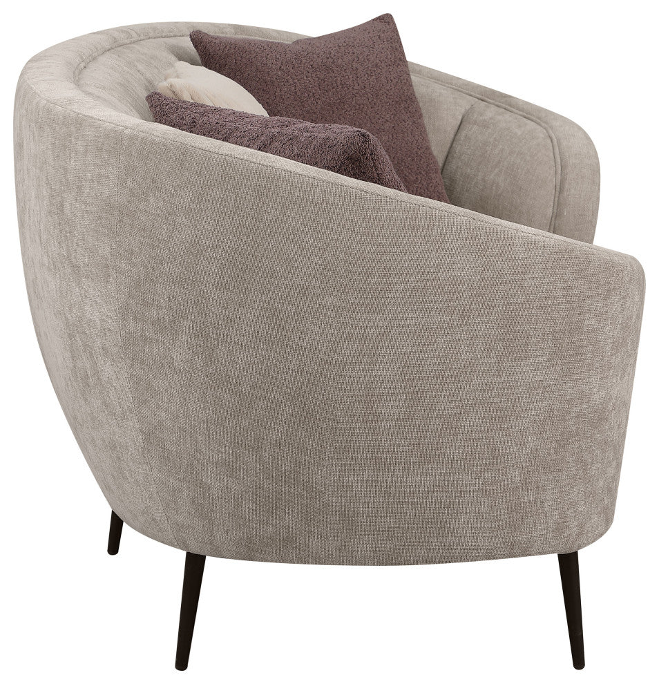 Ellorie Upholstered Channel Back Curved Sofa Beige