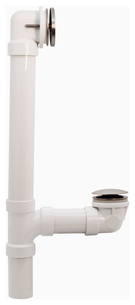 Illusionary Overflow 12" & 4" Sch. 40 PVC Bath Waste and Overflow Tip-Toe, Satin Nickel