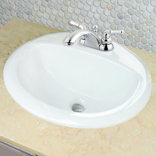 Nantucket Sinks DI2017-4 Drop-In Oval Ceramic Bathroom Vanity Sink In White