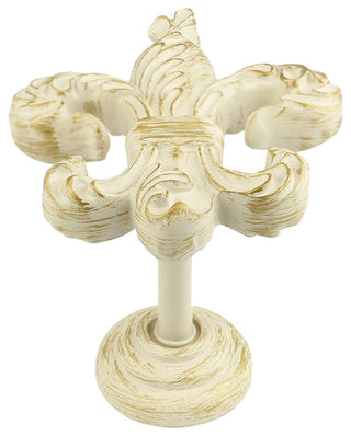 Fleur de Lis Medallion Drapery Holdback, Gilded French White, Single