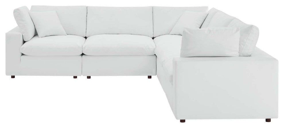Sectional Sofa Set, Faux Vegan Leather, White, Modern, Living Lounge Hospitality