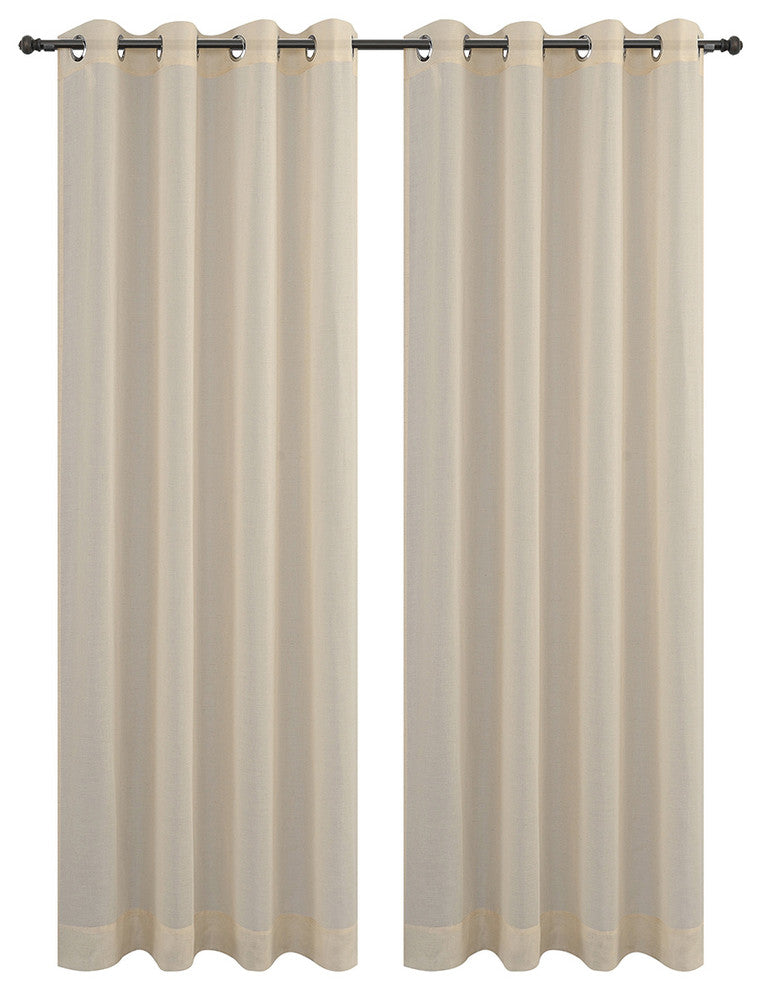 54"x84" Sahara, Set of 2, Linen Sheer Panels With Grommets, Cream
