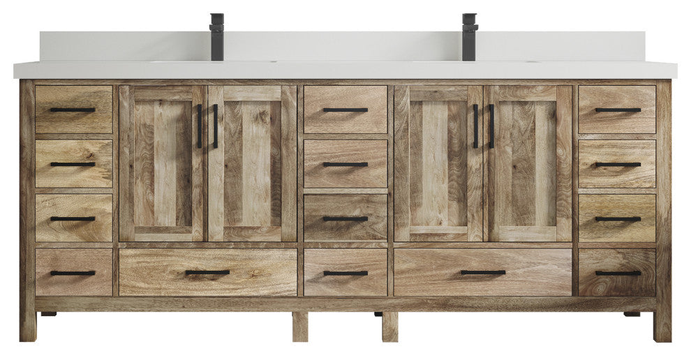 Malibu Mango 84 Double Sink Bath Vanity in Natural 2" White Quartz