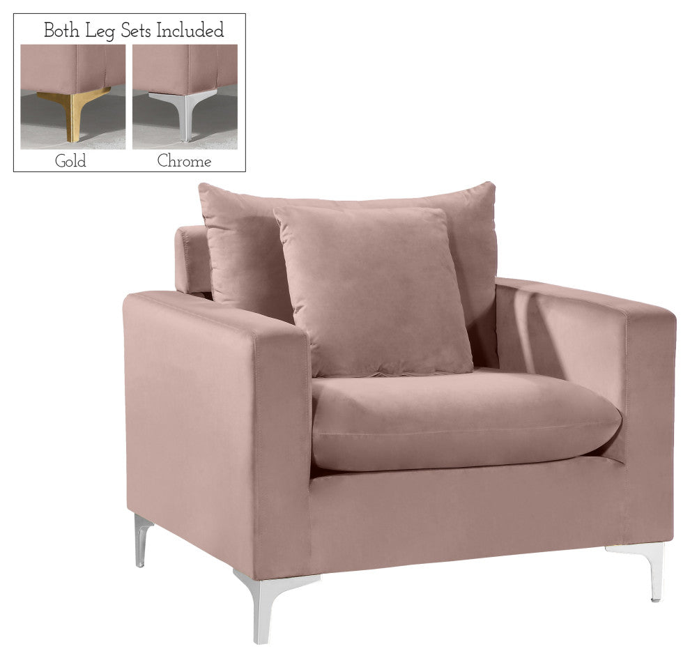 Naomi Velvet Upholstered Chair, Pink