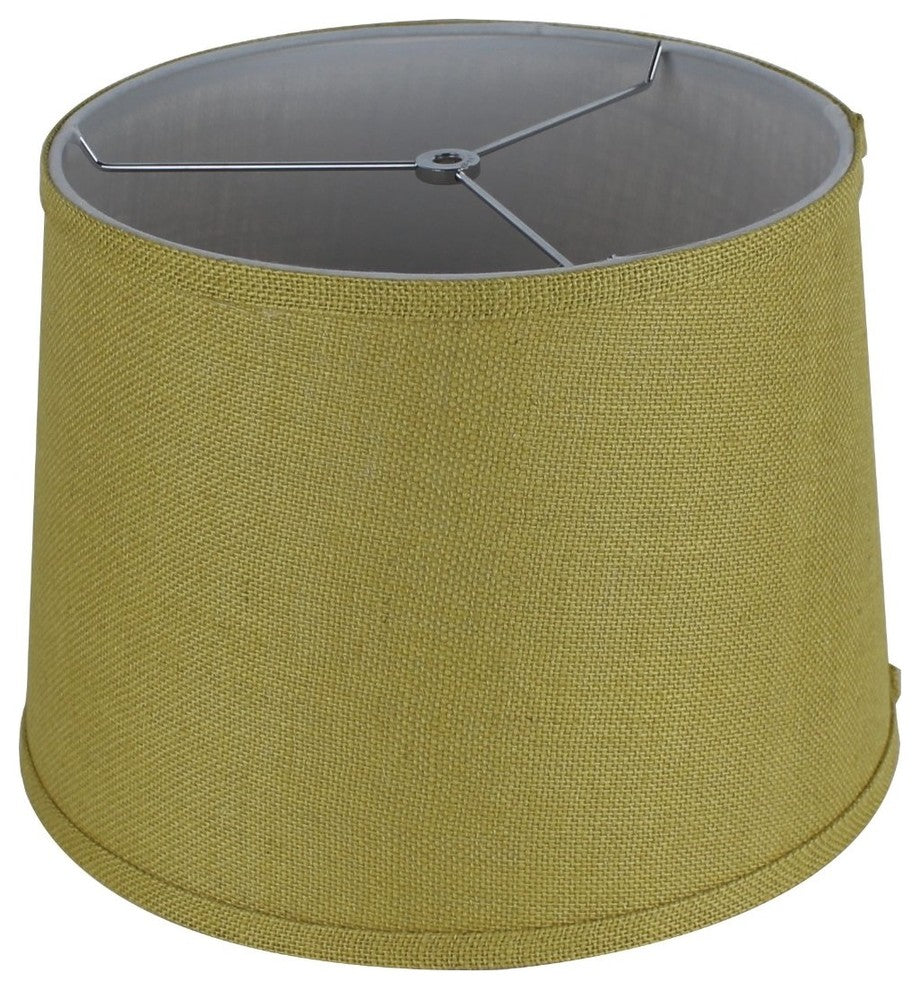 French Drum Burlap Lampshade, 12"x14"x10", Mustard Yellow