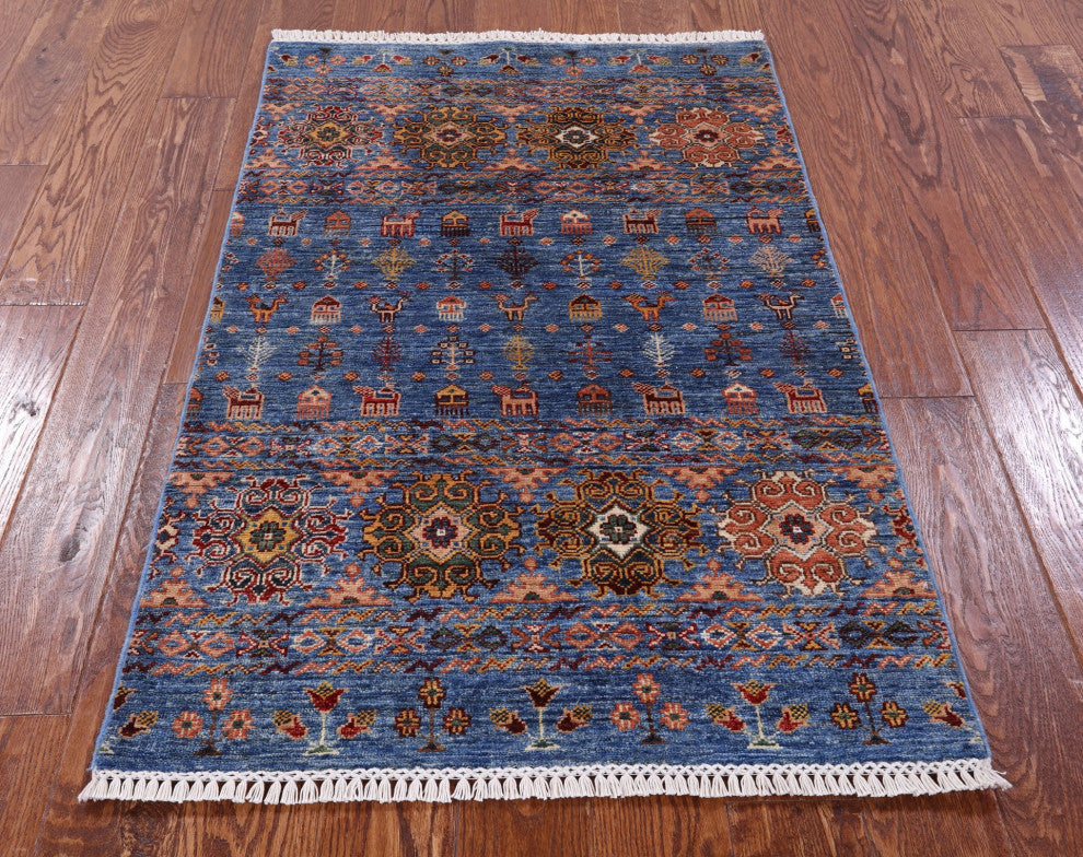 2' 10" X 4' 4" Persian Gabbeh Tribal Hand Knotted Wool Rug Q10072