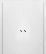 Sliding Double Pocket Closet Doors 64 x 80 with Frames| Planum 0010 White Silk