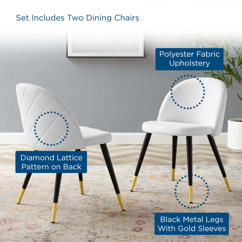 Cordial Upholstered Fabric Dining Chairs Set of 2, White