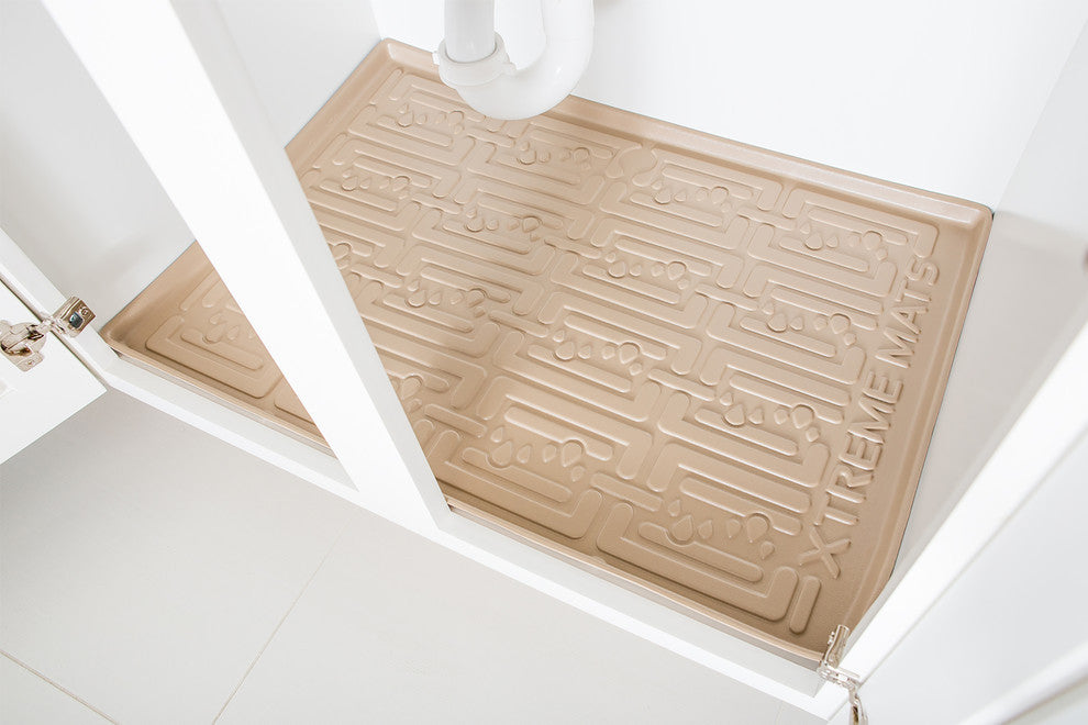 Xtreme Mats Under Sink Bathroom Cabinet Mat, Beige, 31 1/4" X 19 1/4"