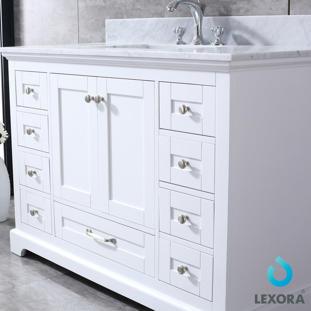 48" Single Vanity With Carrera Marble Top, Sink and 46" Mirror