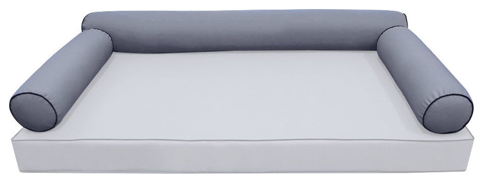 Style 6 Twin-XL Contrast Pipe Trim Bolster Pillow Outdoor Slip Cover ONLY AD001