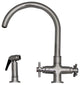 Whitehaus 3-03954CH85-C Modern Goose Neck Kitchen Faucet with Side Spray