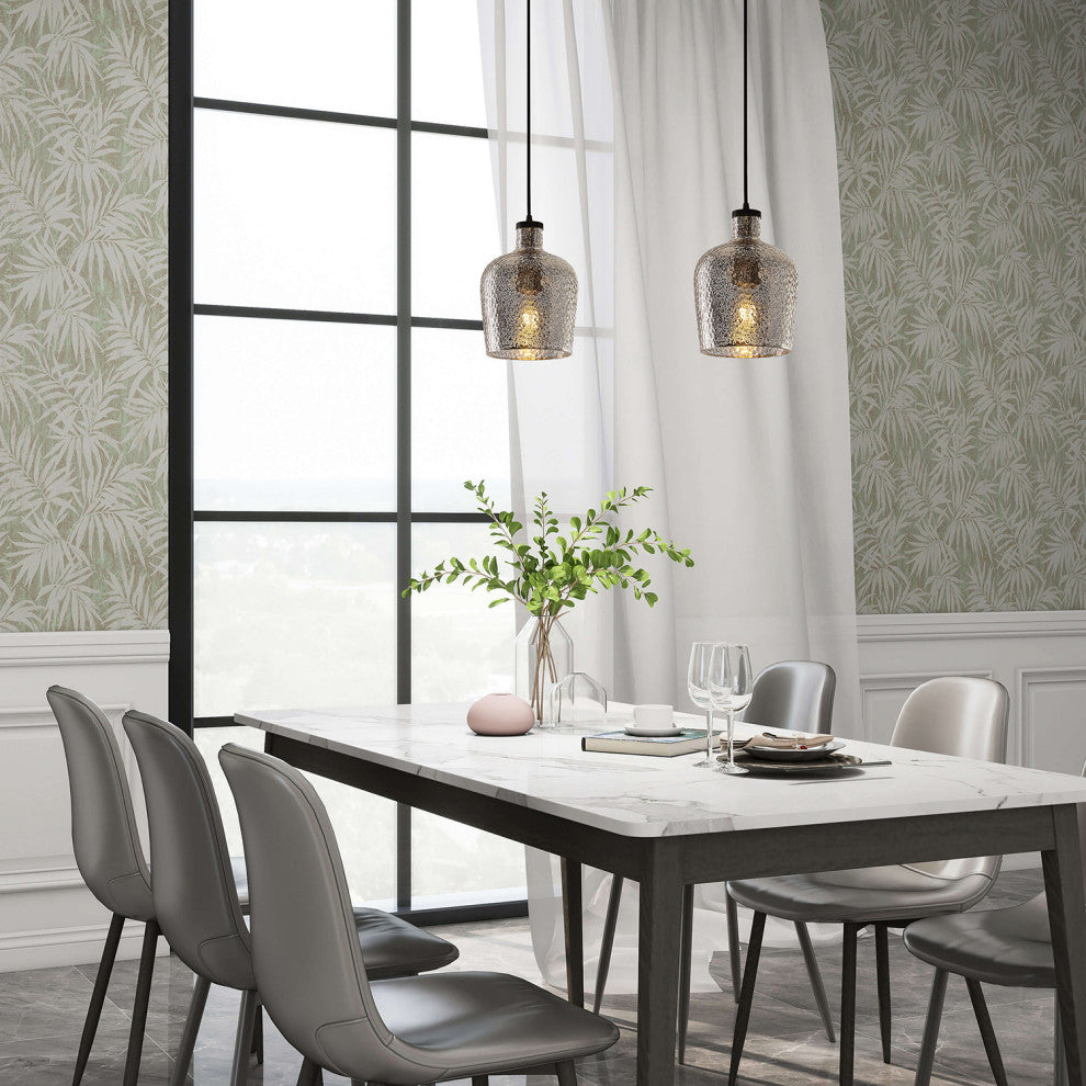 Helen Silver Mini Ripple Glass Antique Black Pendant Chandelier