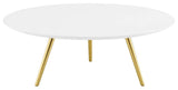 Lippa 40" Round Wood Top Coffee Table With Tripod Base, Gold White