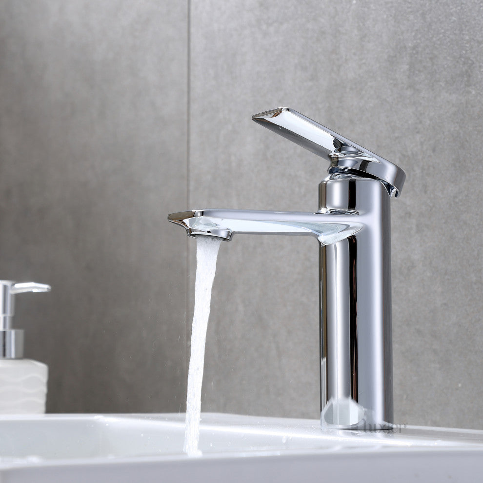 Luxier BSH07-S Single-Handle Bathroom Faucet with Drain, Chrome