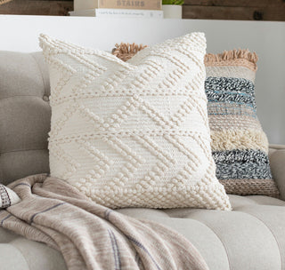 Surya Merdo Cream Pillow Shell With Polyester Insert 18"H X 18"W