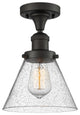 1-Light Large Cone 8" Semi-Flush Mount, Oil Rubbed Bronze, Glass: Seedy