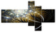 Symmetrical Dark Golden Fractal Flower, Abstract Canvas Print, 60"x32", 5 panels