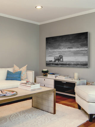 "Elephant" UV Ink Print on White Wood, 45"x30"