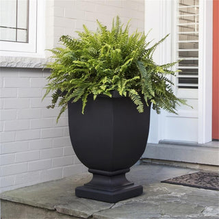 Mayne Augusta 26" Tall Traditional Plastic Planter in Black