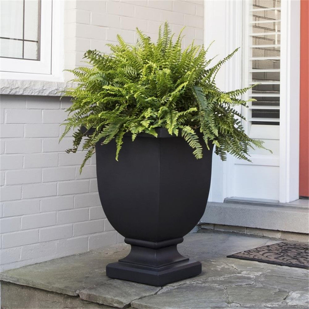 Mayne Augusta 26" Tall Traditional Plastic Planter in Black