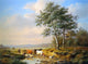 Louis Pierre Verwee An Extensive Landscape with Cattle Watering Wrapped Canvas