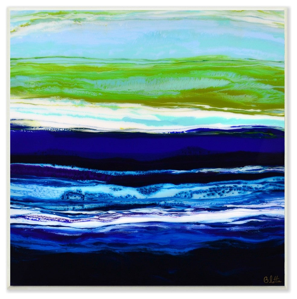 Acrylic Resin Ocean Sea Breeze Air Abstract Wall Plaque Art, 12"x12"