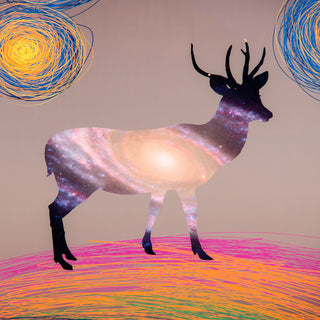 Abstract Deer Art Print, Black Frame, Type B