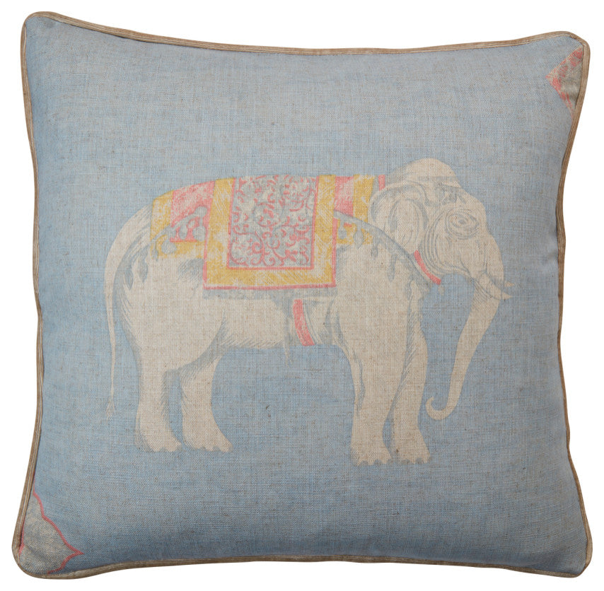 Sky Blue Elephant Print Piped Cushion | Andrew Martin Jumbo