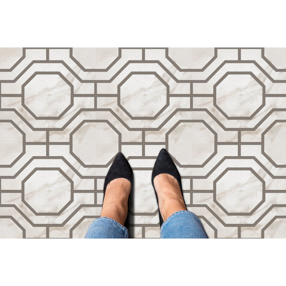 PowerSellerUSA Self-Stick Vinyl Modern Geometric 20-Pcs 1.5mm Thick Tiles 12"