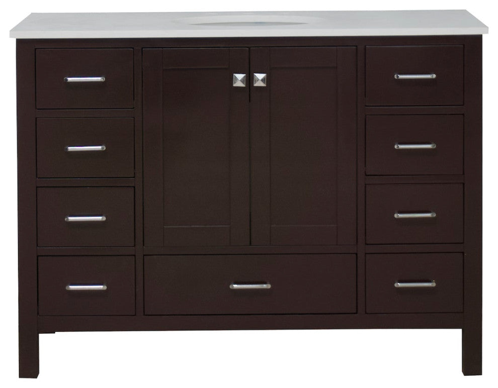 Kitchen Bath Collection Horizon 48" Bathroom Vanity, Chocolate, Engineered White