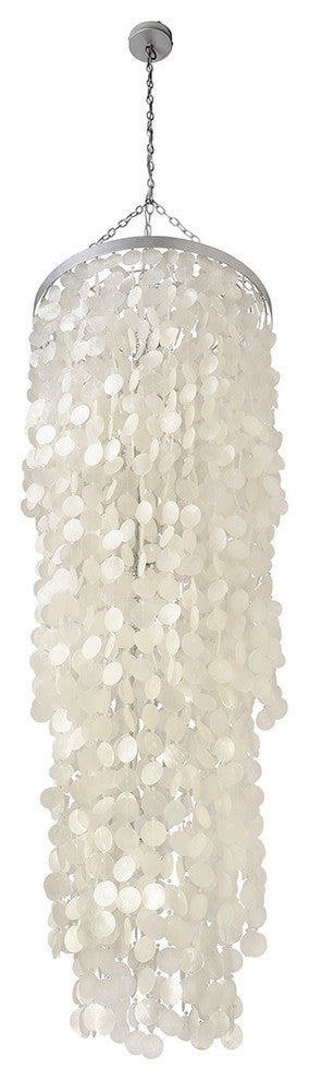 Round King Size Chandelier With Round Capiz Seashells, Natural White