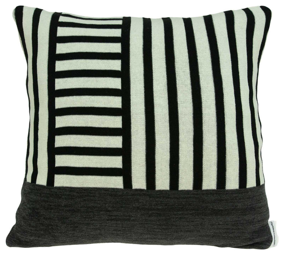 Black And Grey Pillow Cover With Down Insert
