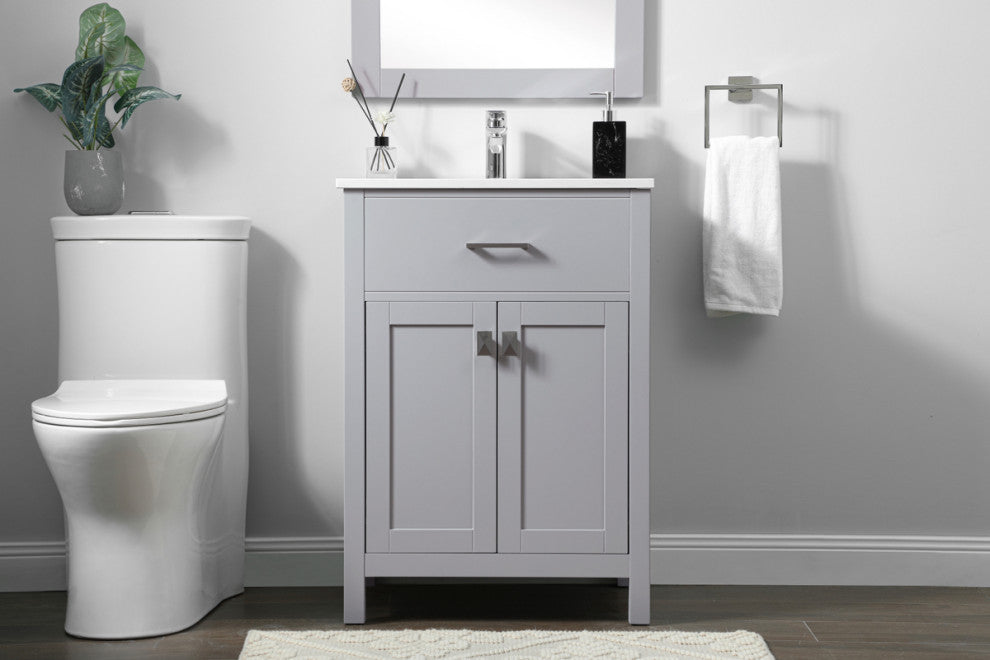 24" SIngle Bathroom Vanity, Grey