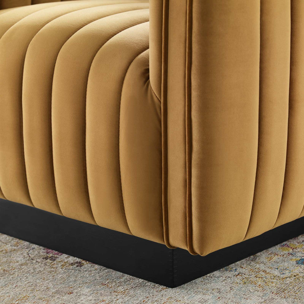 Tufted Armchair Accent Chair, Velvet, Brown, Modern, Living Lounge Hospitality