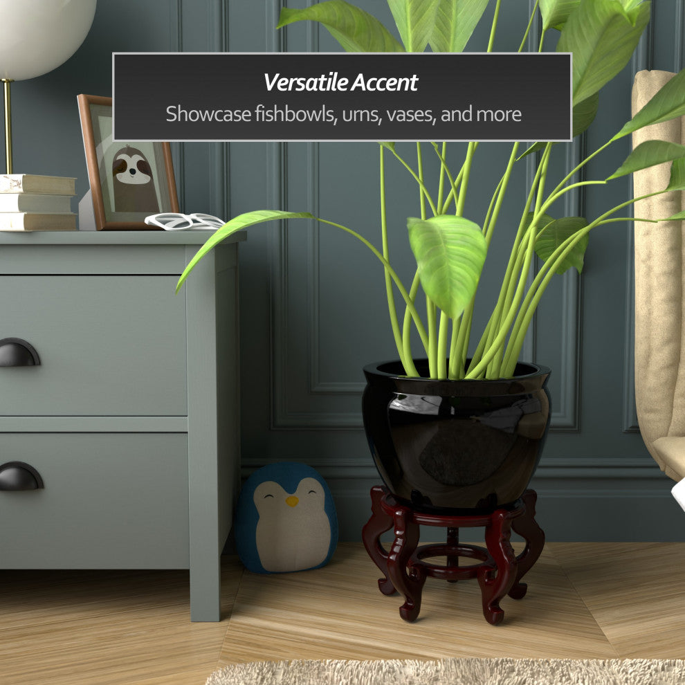 Rosewood Fishbowl Stand, Size 8.5" Base Diameter