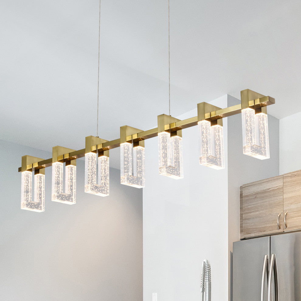 Sorrento 40" Linear ETL Certified Integrated LED Chandelier, Antique Brass