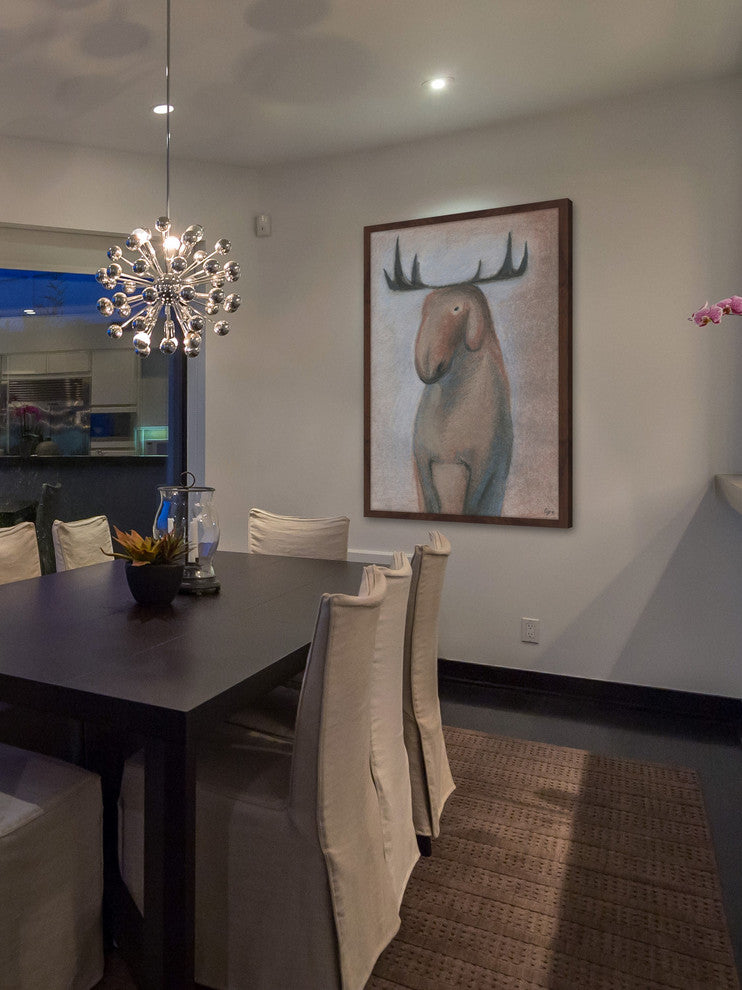 "Happy Moose" Framed Painting Print, 20"x30"