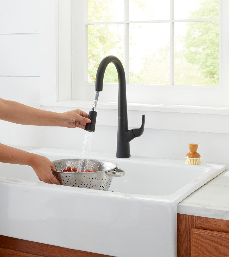 Vaughn Single Handle Pull-Down Kitchen Faucet, Satin Black