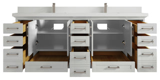 Fenway 84 Double Sink Bath Vanity in Coventry Gray 2" White Quartz