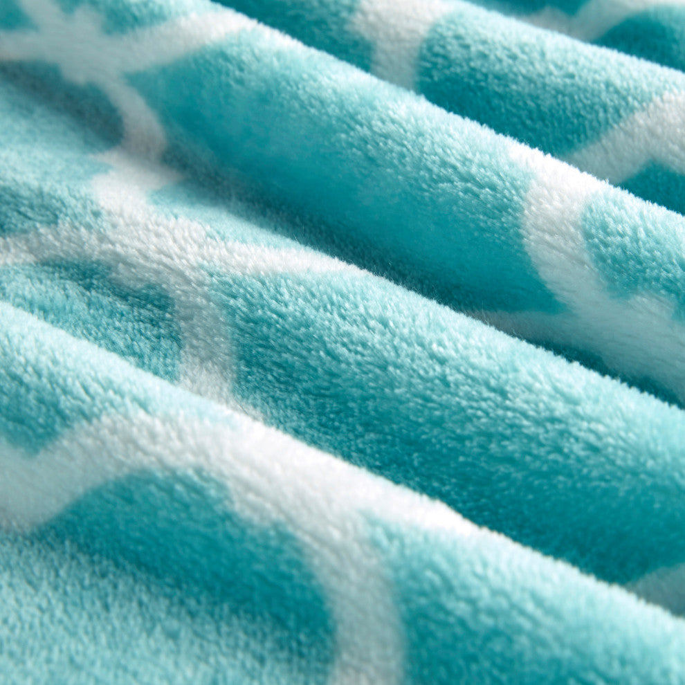 Madison Park Print Microlight Brushed Throw, Aqua