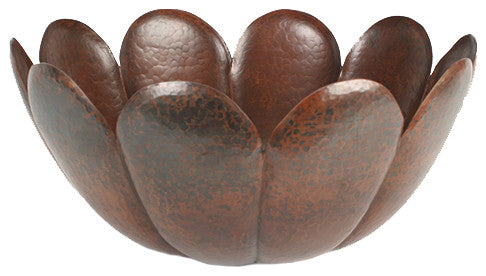 16" Tulip Copper Vessel Sink, Cafe Natural