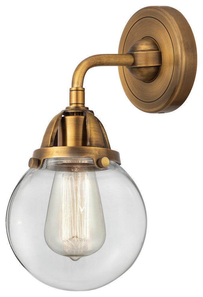 Beacon Sconce, Brushed Brass, Clear, Clear
