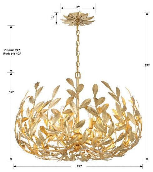 Crystorama 533-SA Broche, 6-Light Chandelier, 19"Hx27"W