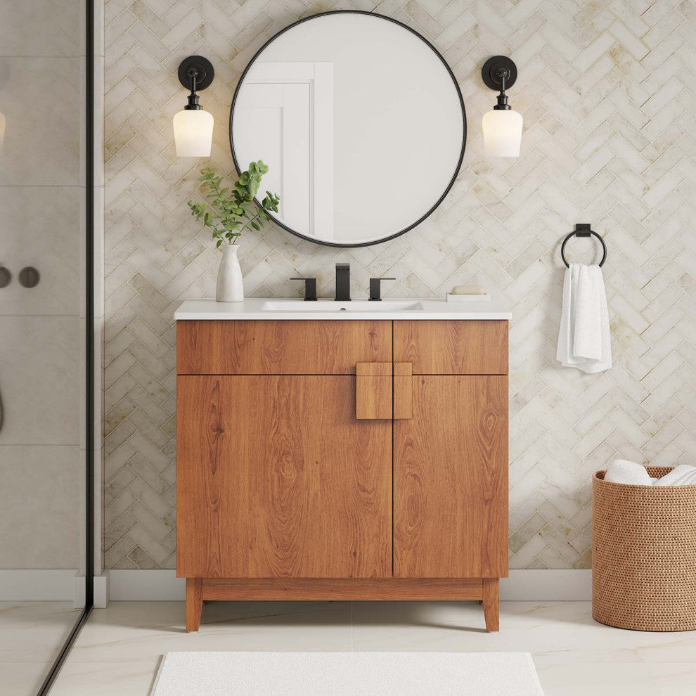 Miles 36" Bathroom Vanity - White Walnut