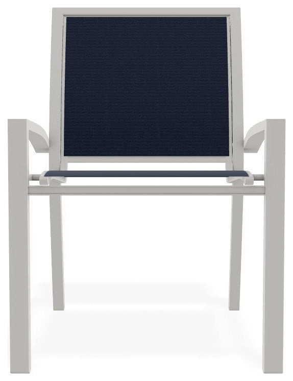 Kendall Sling Stackable Outdoor Dining Chair, Navy/Snow
