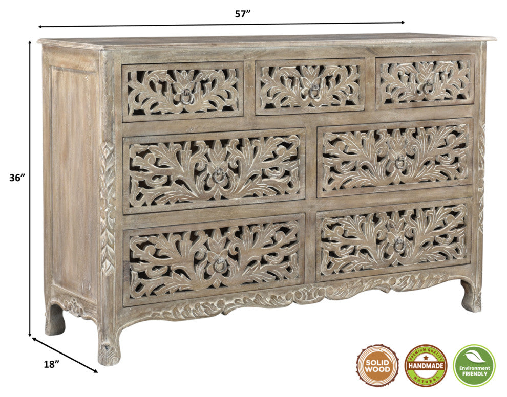 Delaney Carved Dresser, Warm Stone Gray
