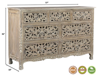 Delaney Carved Dresser, Warm Stone Gray