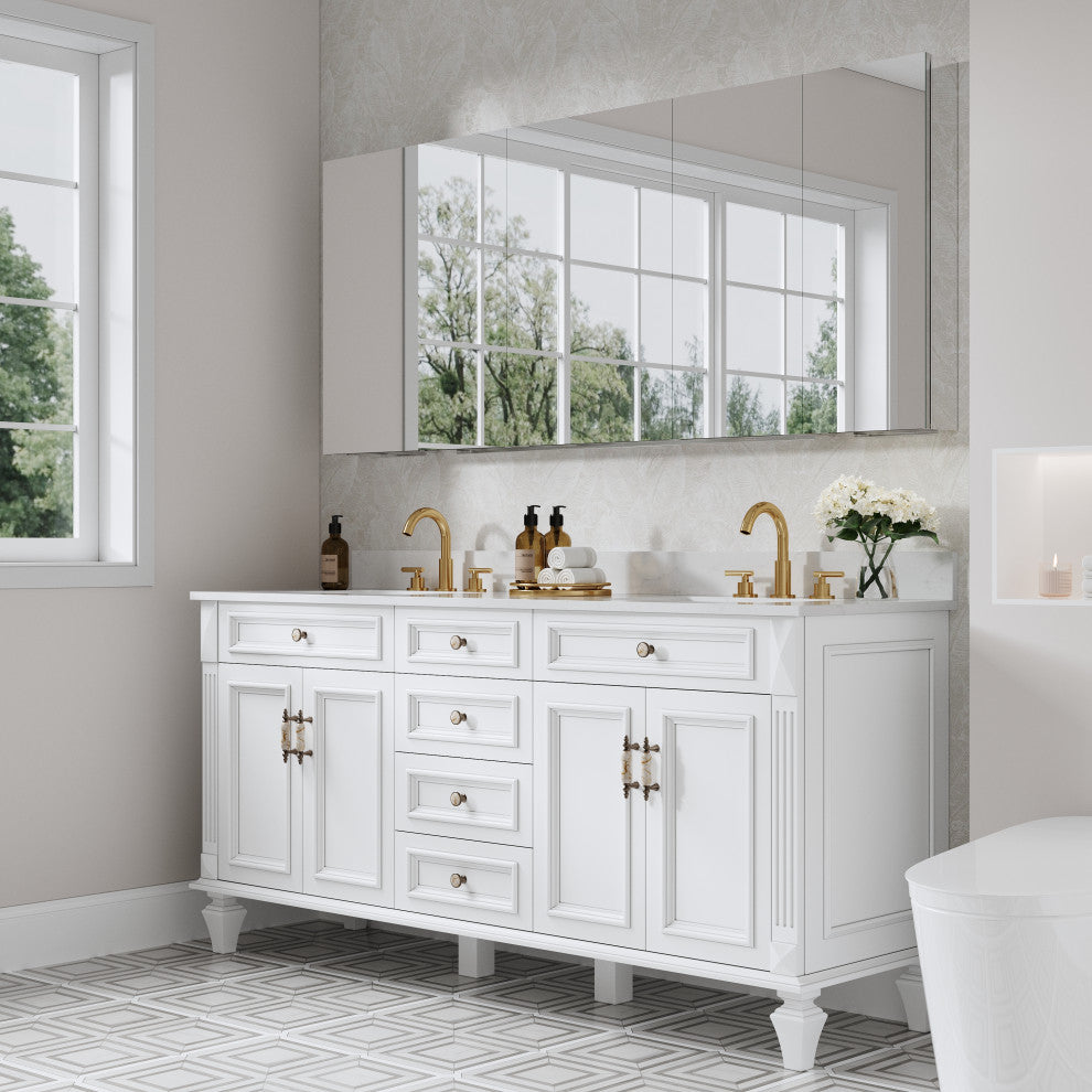 Recessed/Surface Mount Bathroom Medicine Cabinet, Reverse Installation, 72"x30"-