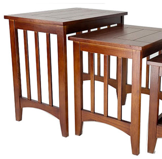 Benzara BM210134 3 Piece Nesting Table With Plank Tabletop, Oak Brown